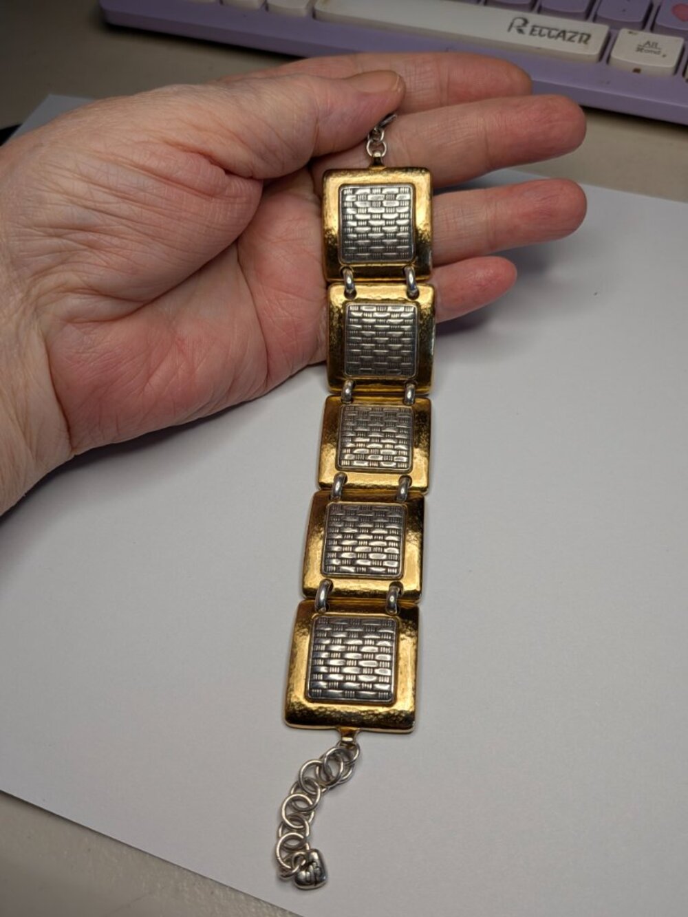 Brighton Contempo Two‑Tone Square Link Bracelet - Picture 3 of 6